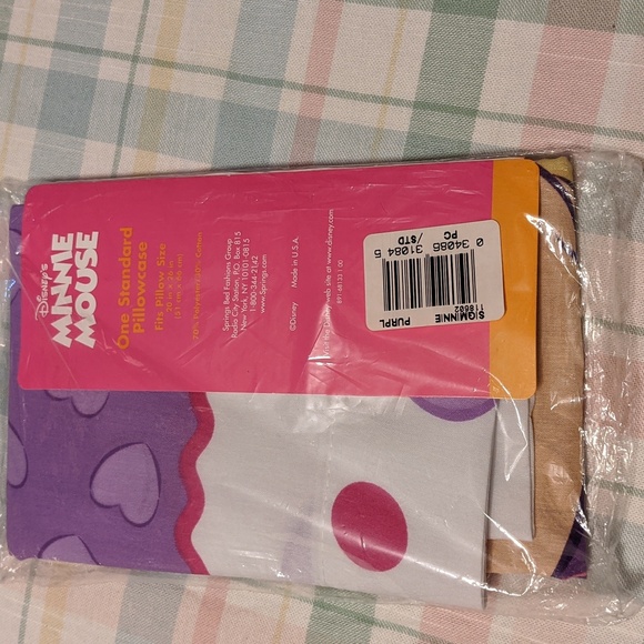 Vintage Standard Disney Minnie Mouse Pillow Case Signature Minnie Purple Hearts - Picture 2 of 4